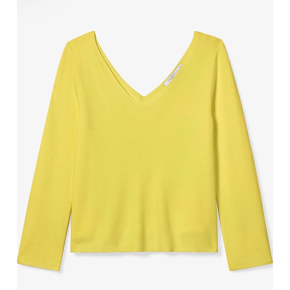 M.M. LaFleur Kara 365 Knit Chartreuse V-Cut Pullover Sweater XL Viscose Top - Picture 2 of 9